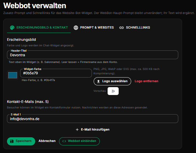 Erscheinungsbild anpassen
